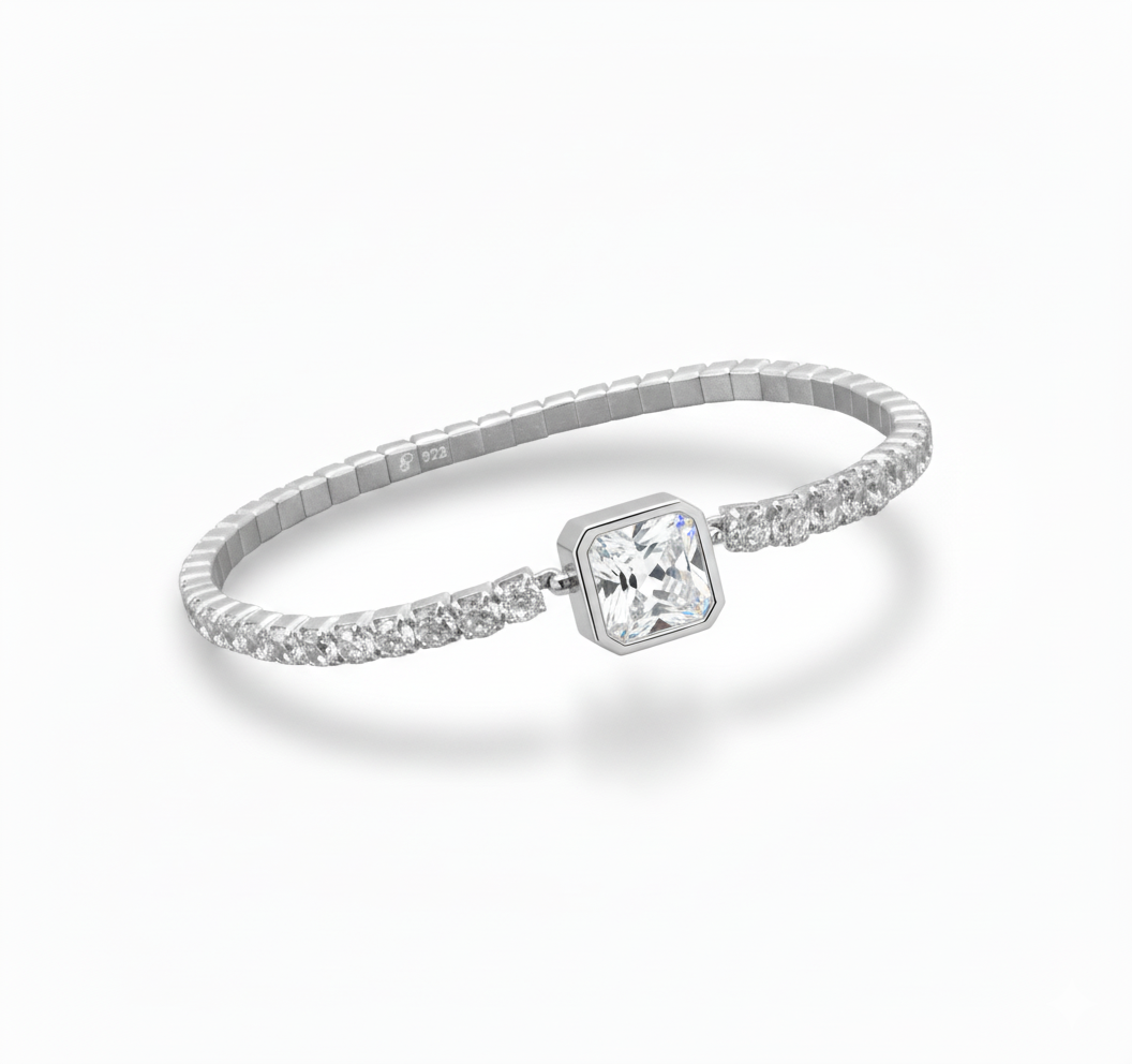Silver Classic Diamond Stack Bracelet