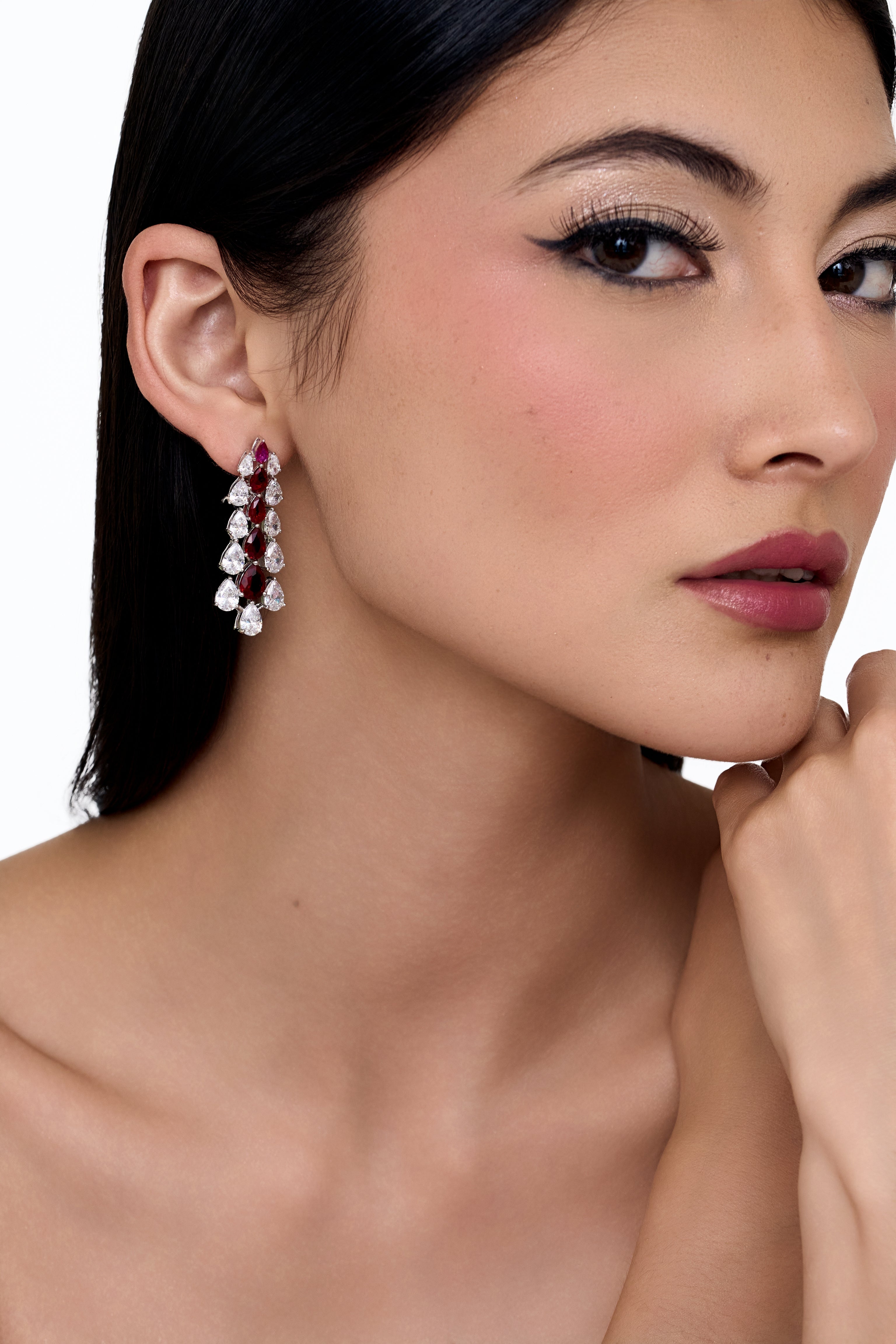 Silver Bloom Cluster Drop Earrings