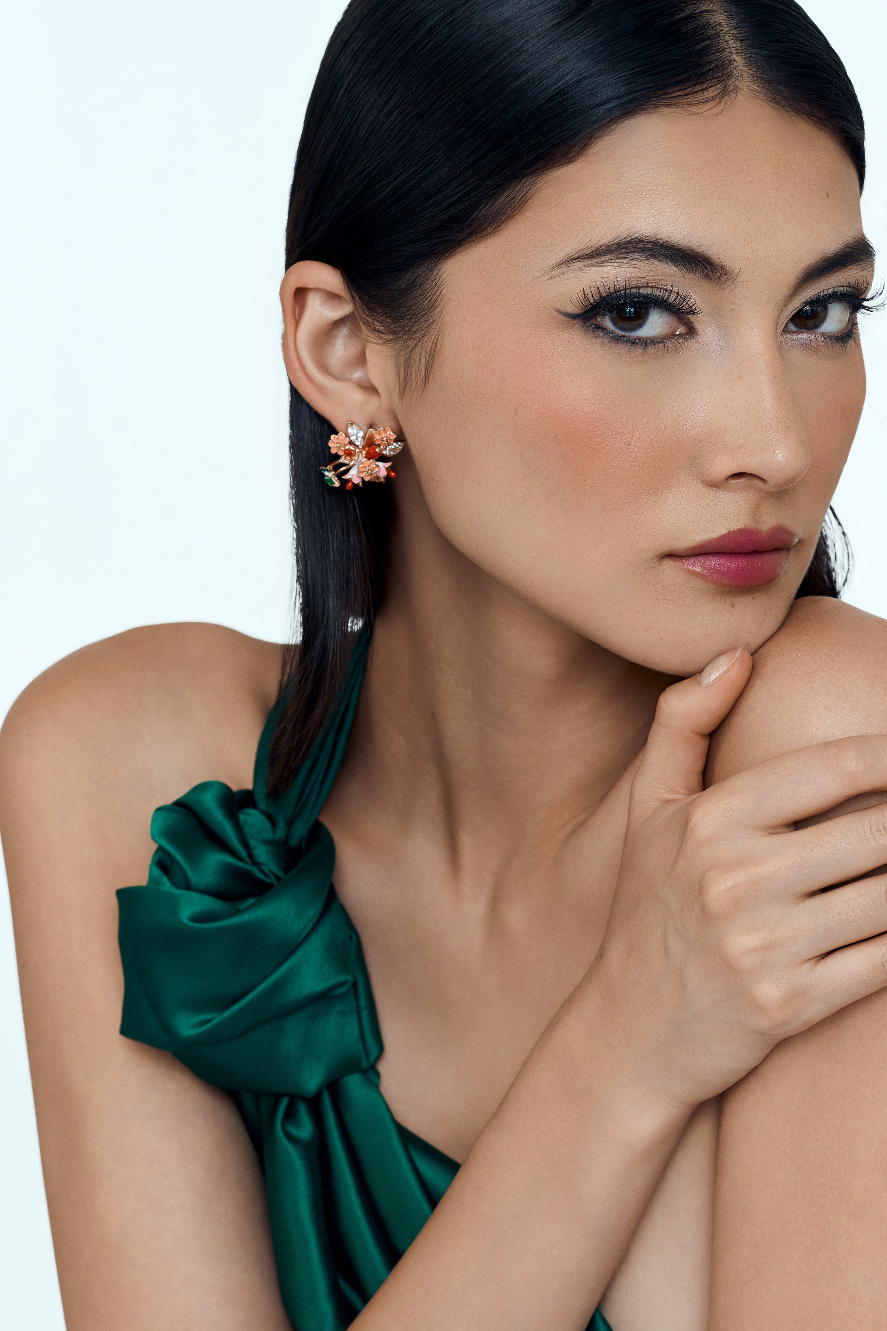Radiant Blossom Cluster Blush Bloom Earrings