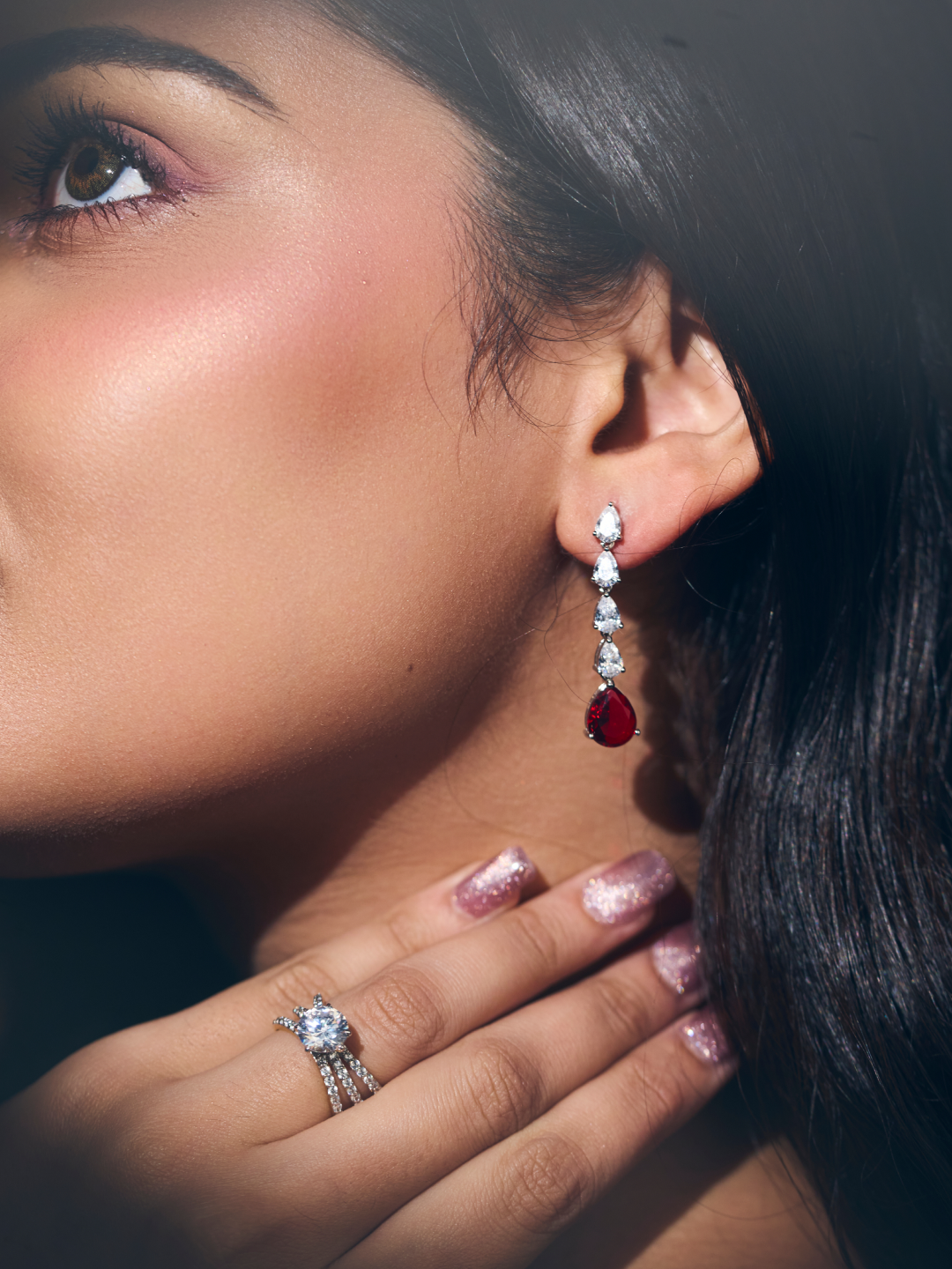 Red Pear Drop Earrings