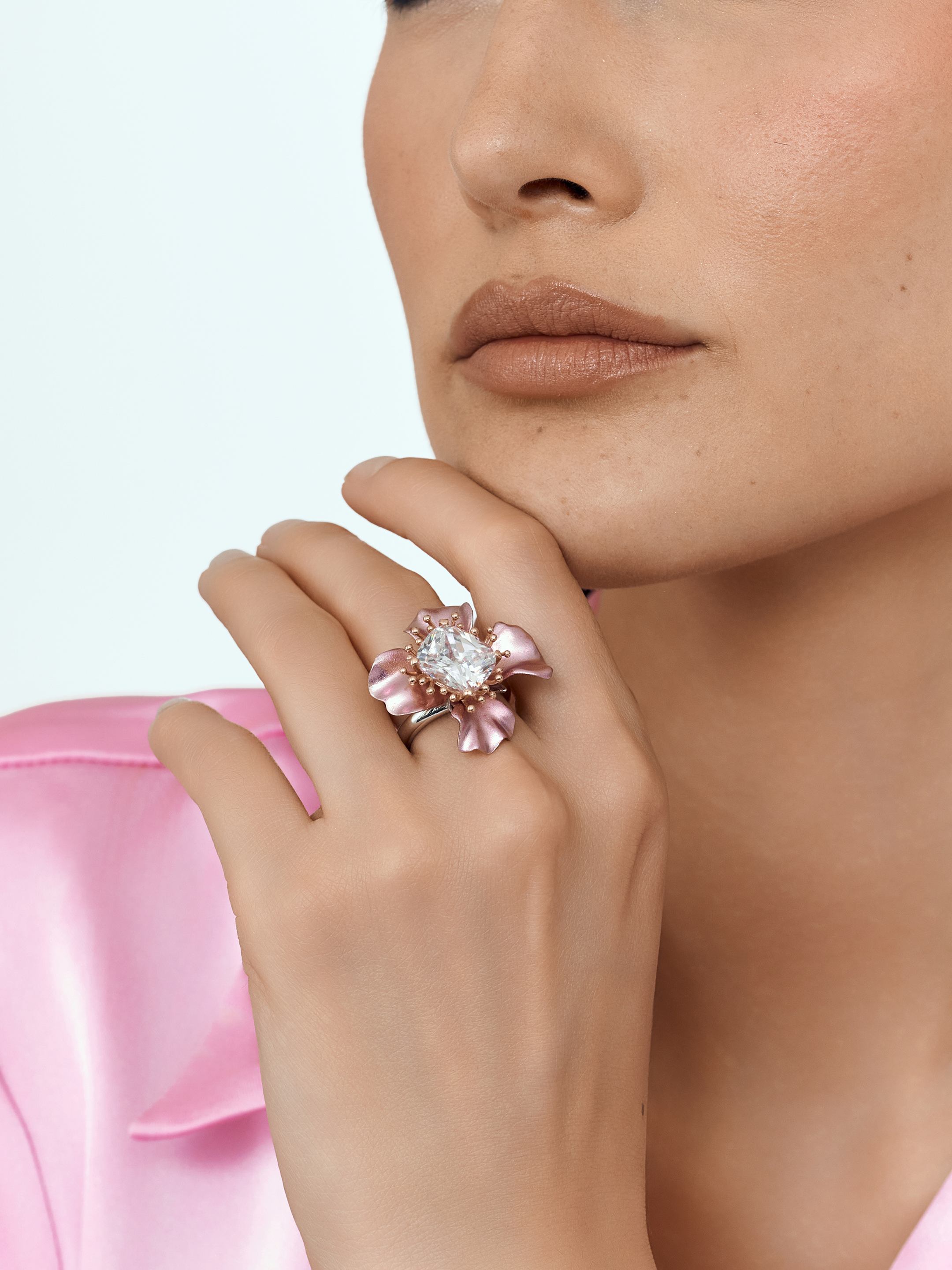 Celestial Bloom Cocktail Ring Pink