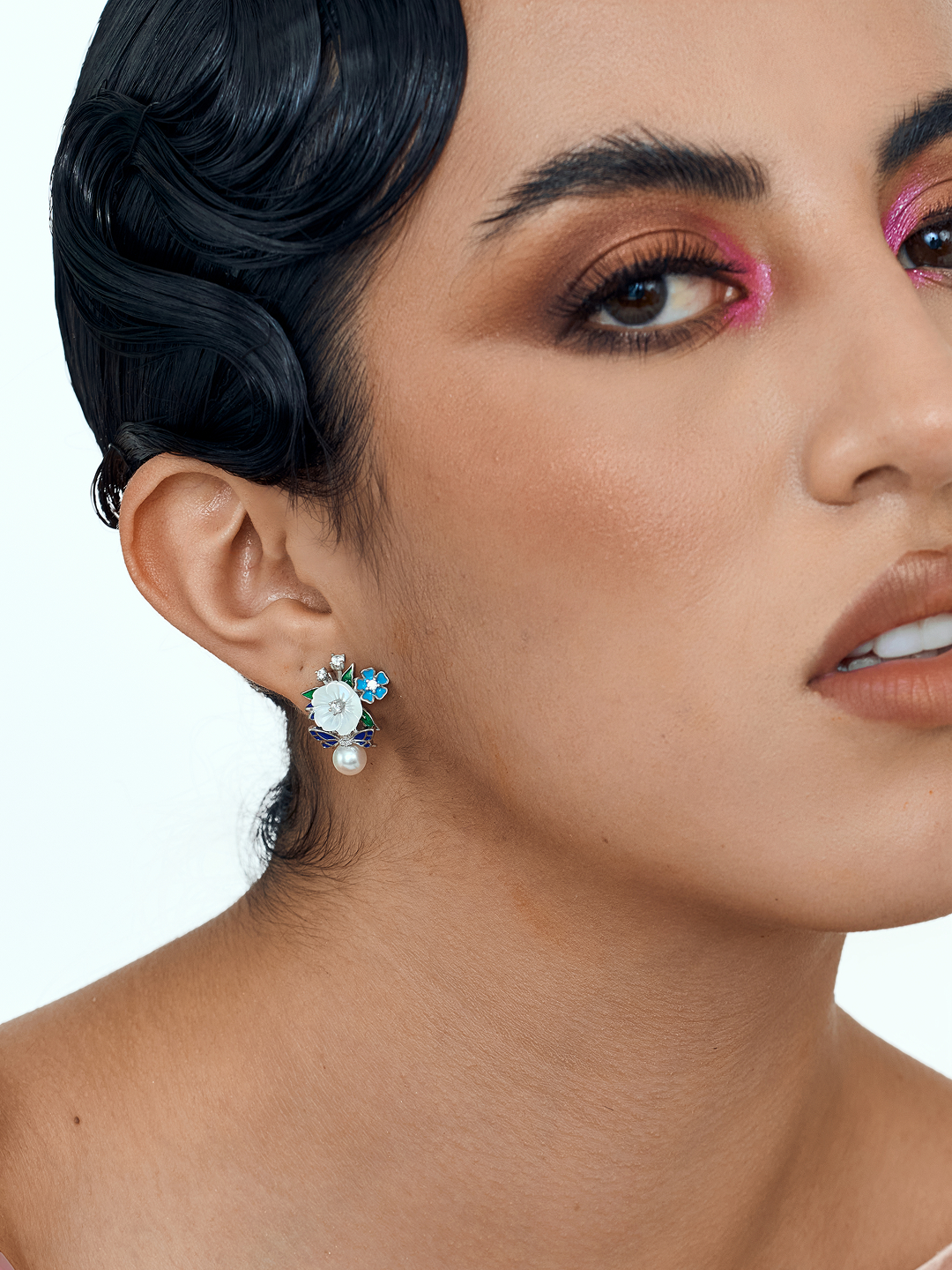 Jardin de Lune Floral Earrings Sky Bloom