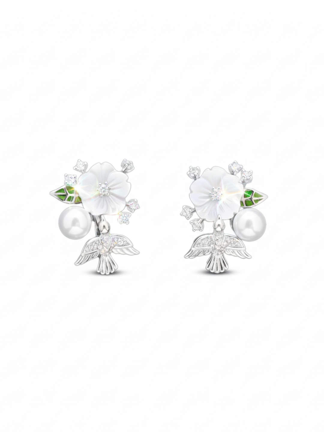 Jardin de Lune Floral Earrings Silver Bloom