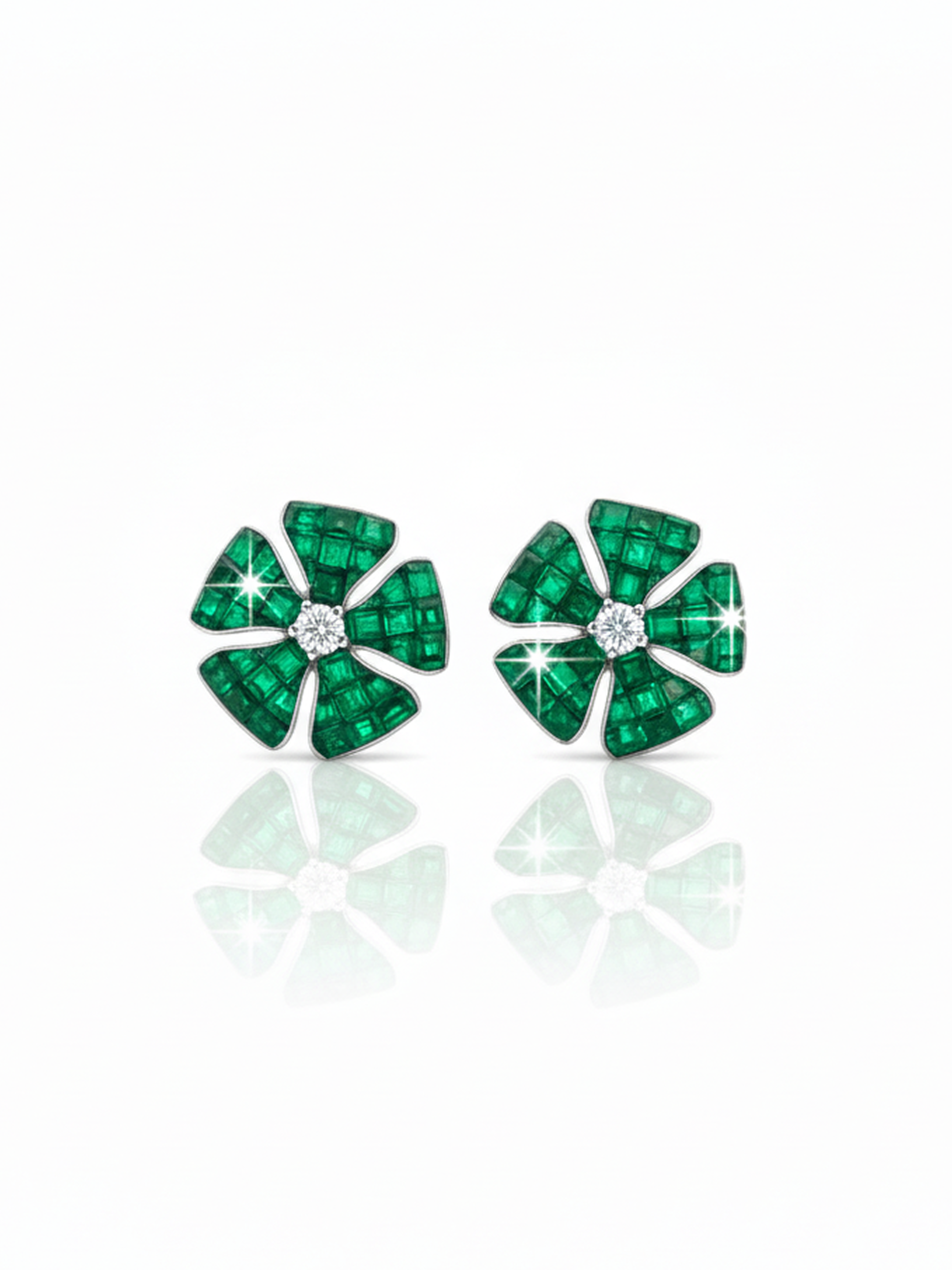 Floral Glow Blossom Earrings Emerald