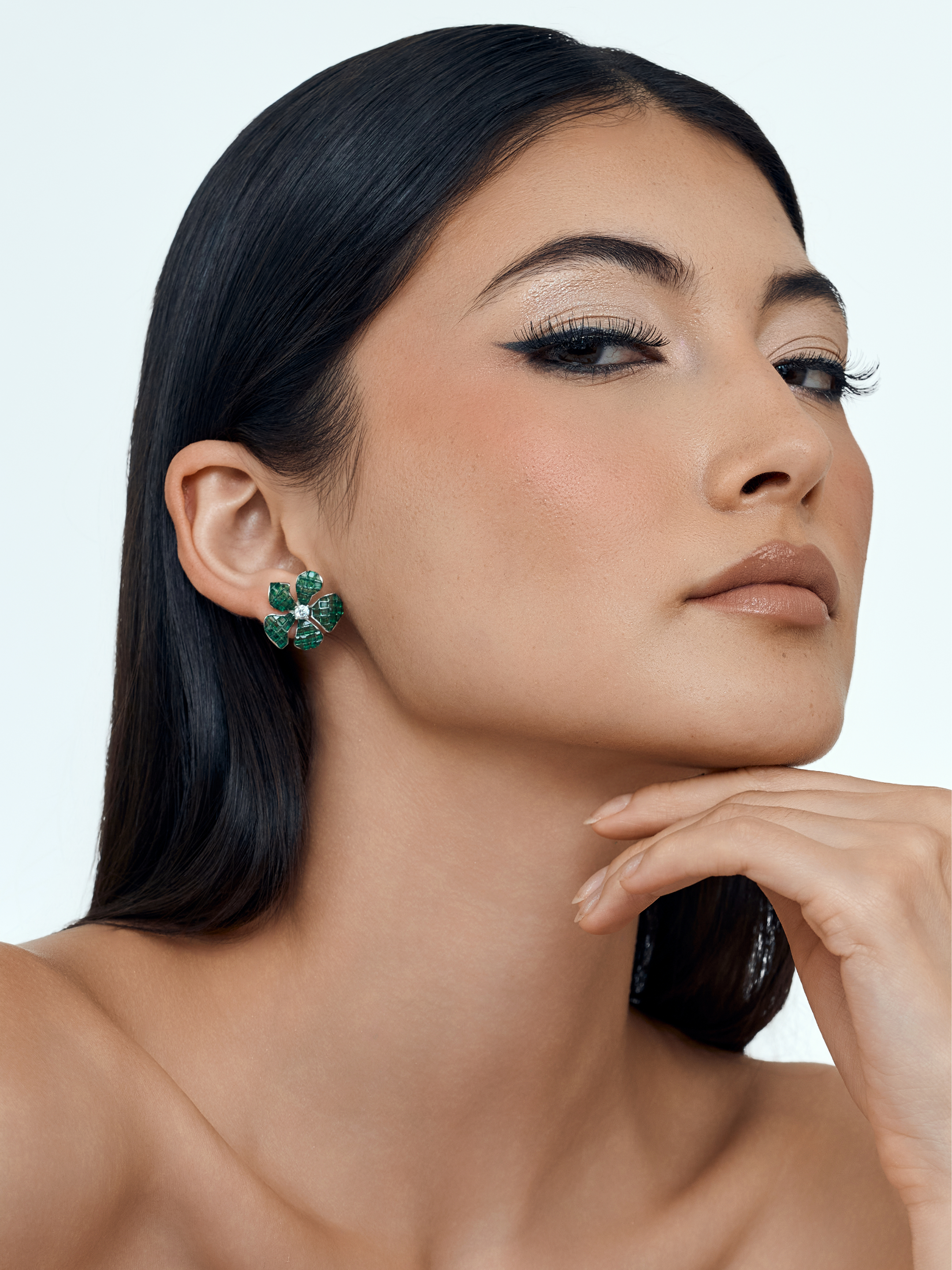 Floral Glow Blossom Earrings Emerald