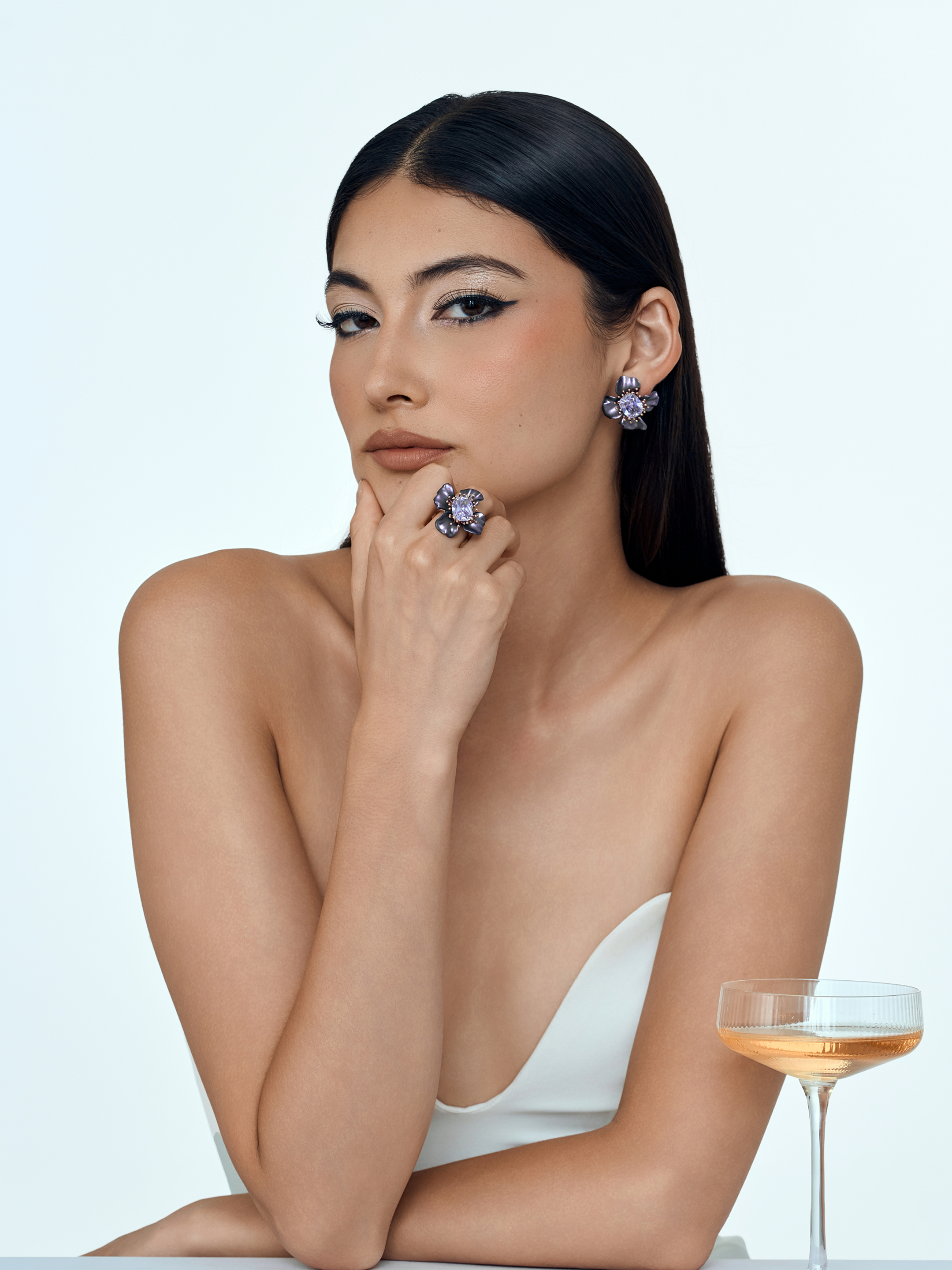 Celestial Bloom Cocktail Ring Purple