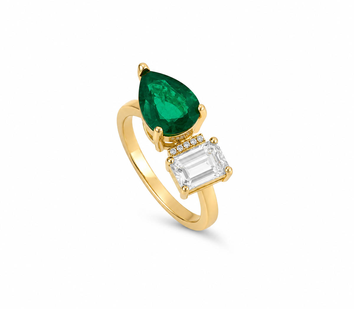 Green Stone Toi et Moi Ring