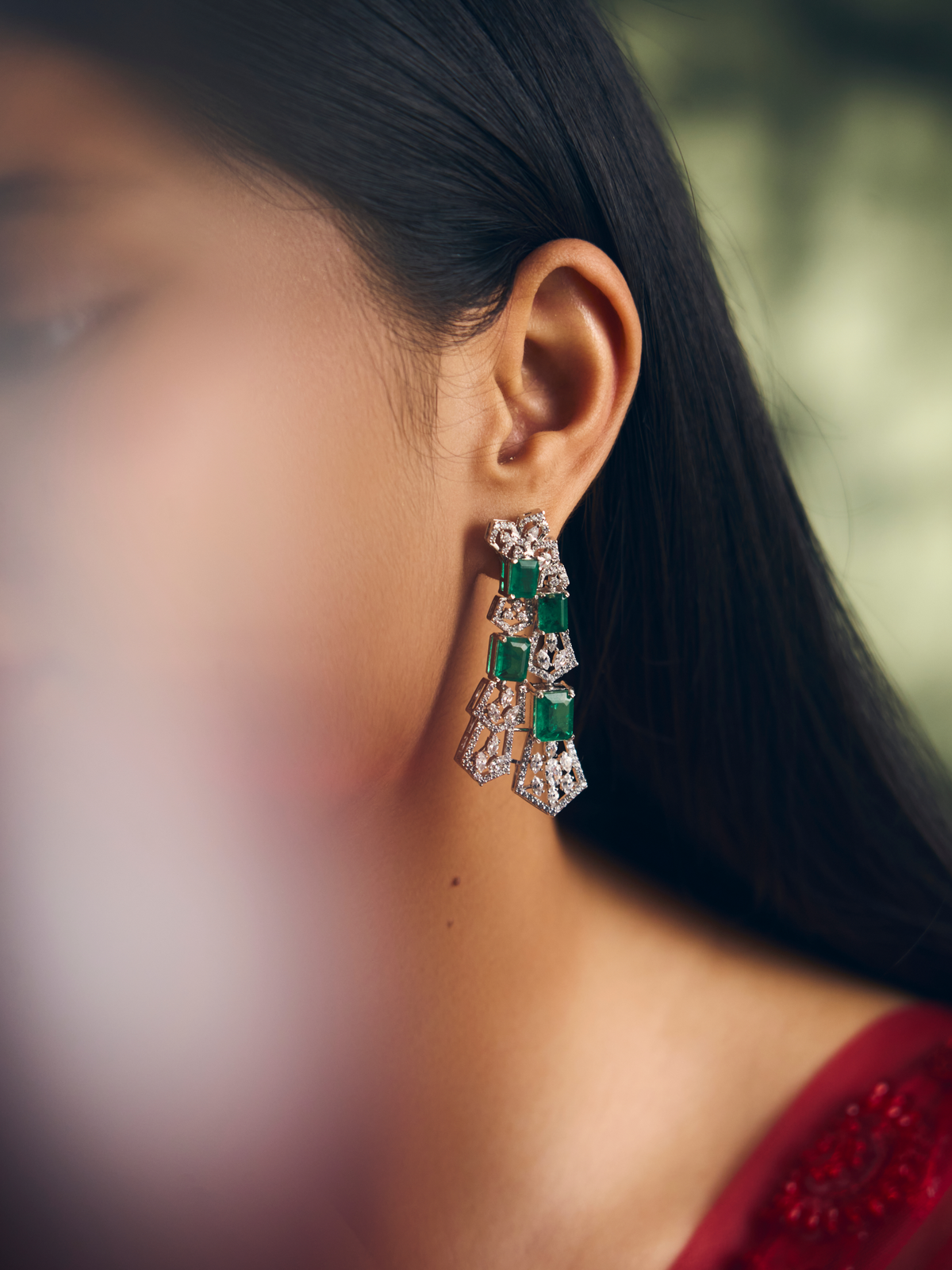 Green Stone Drop Earrings