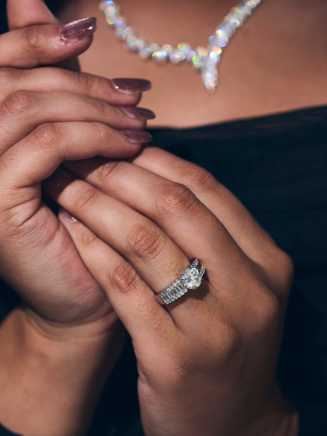 Round Cut Silver Ring