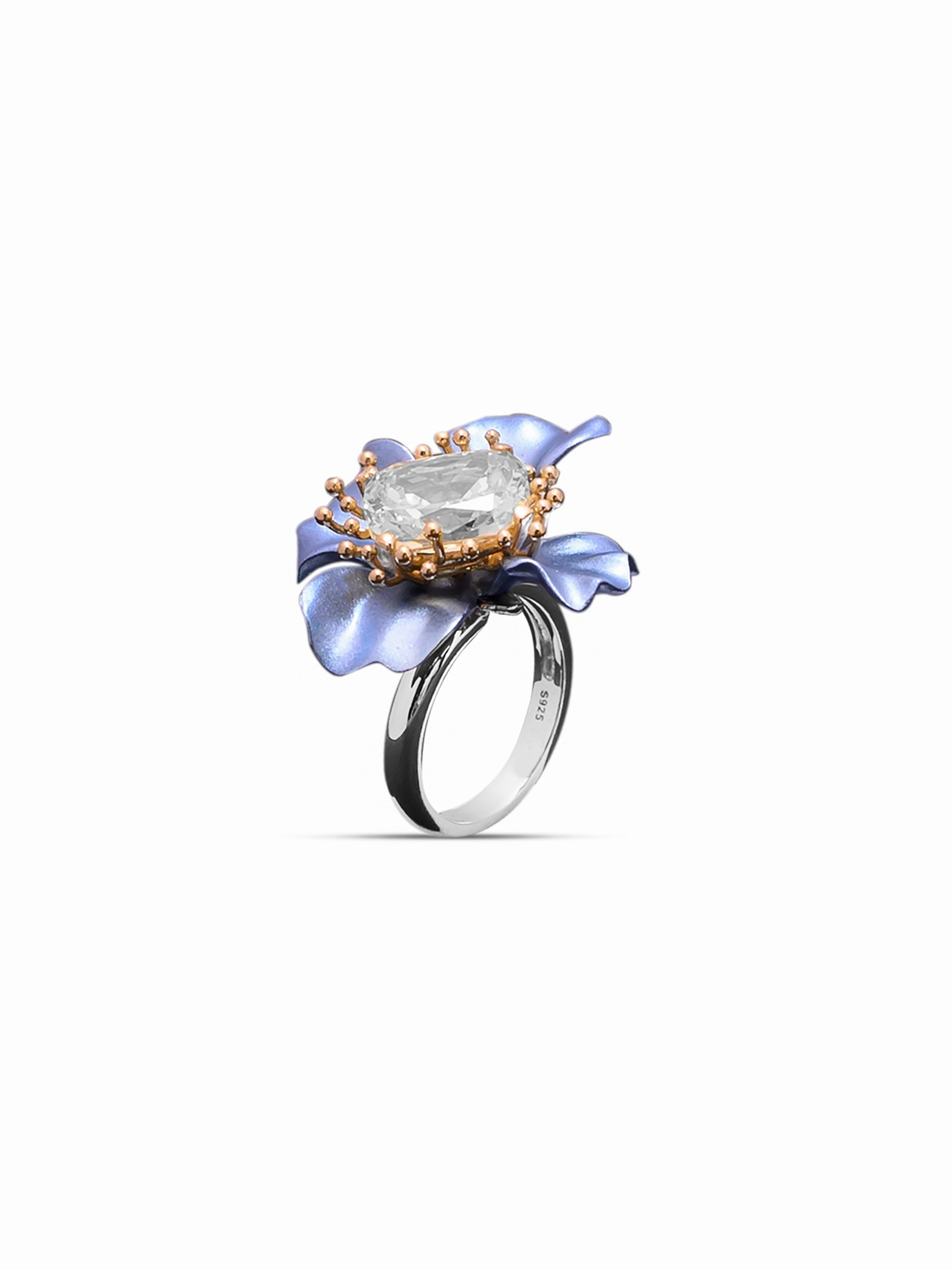 Celestial Bloom Cocktail Ring Blue