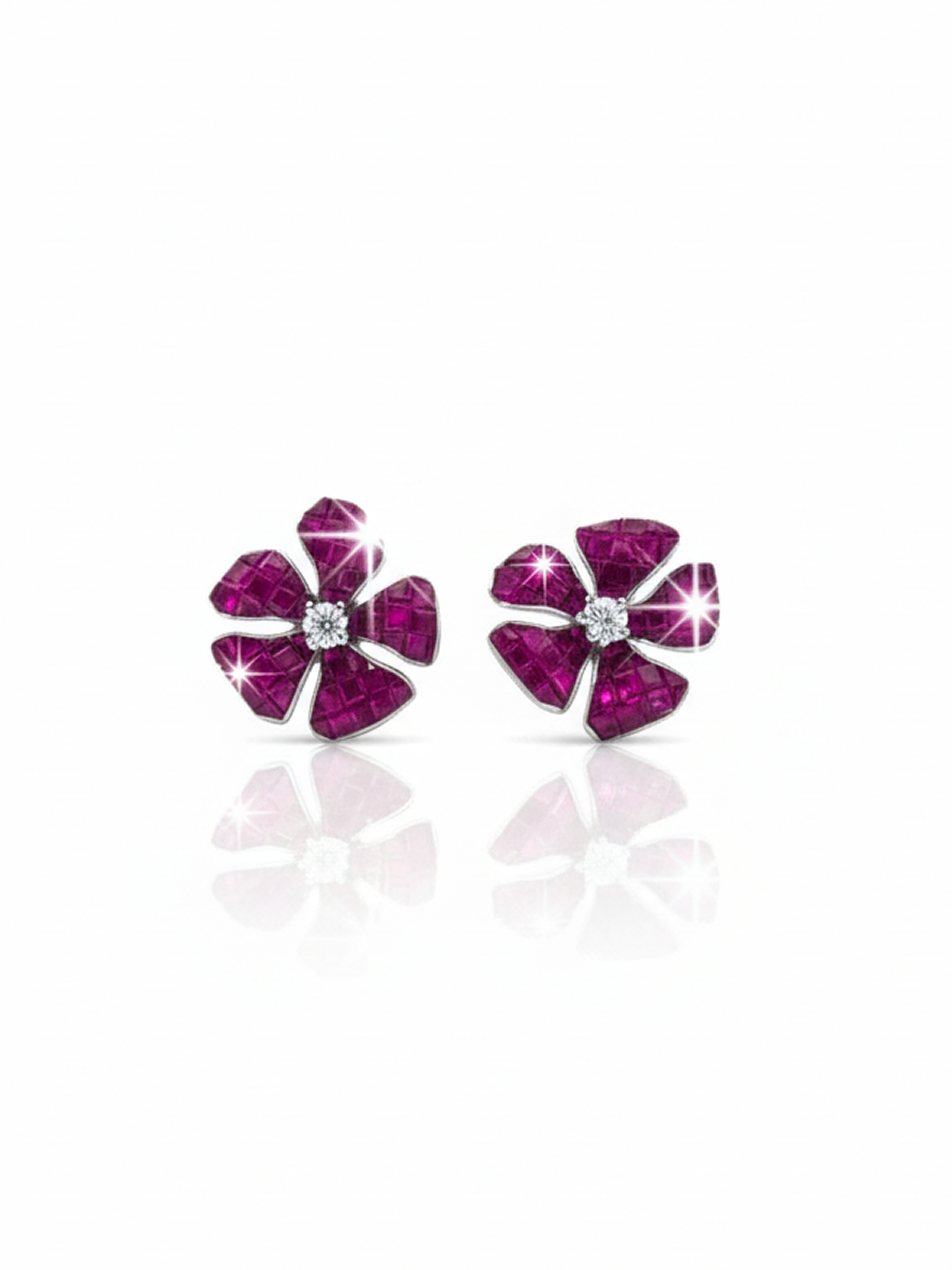 Floral Glow Blossom Earrings Crimson