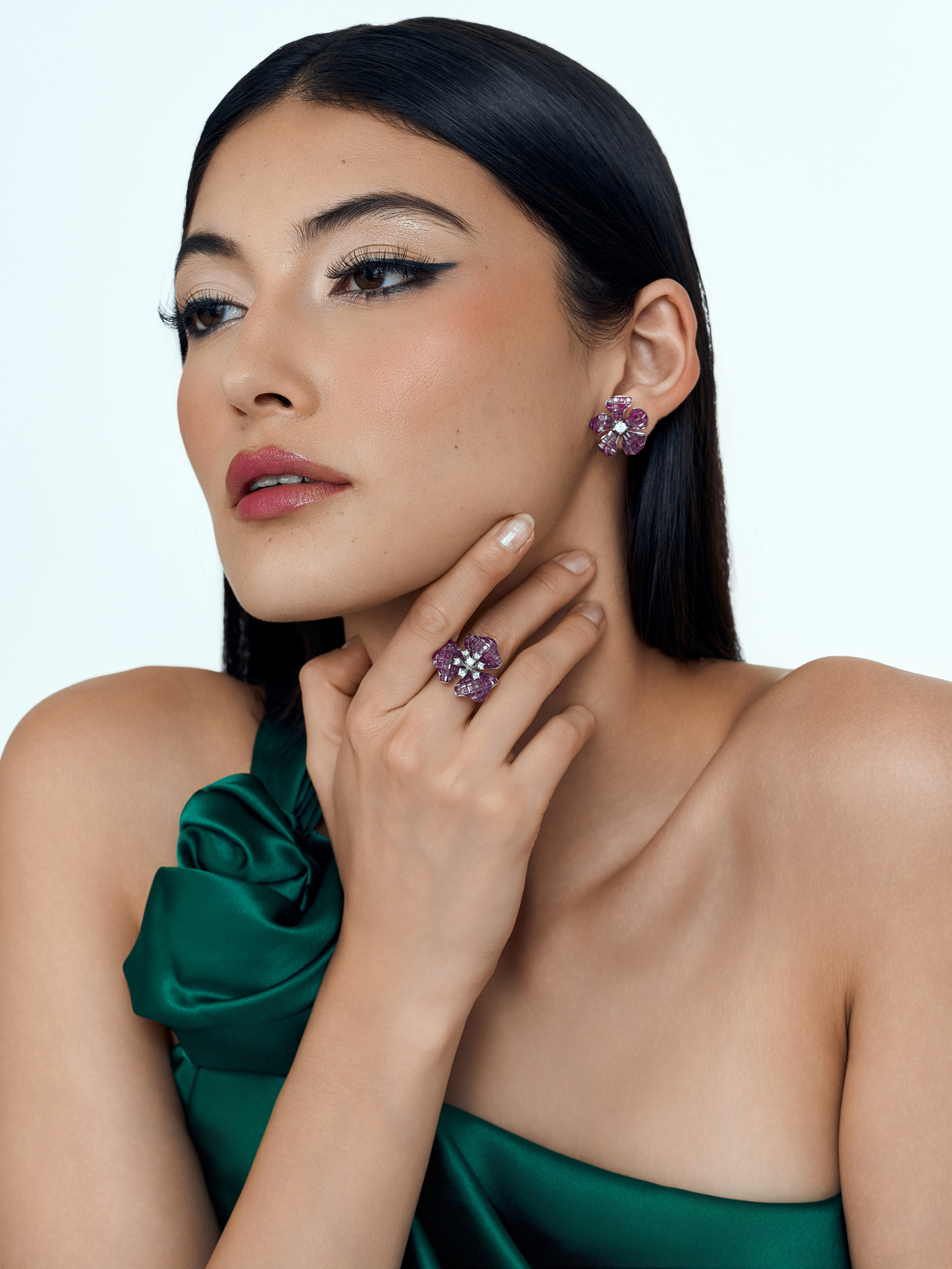 Floral Glow Blossom Earrings Crimson