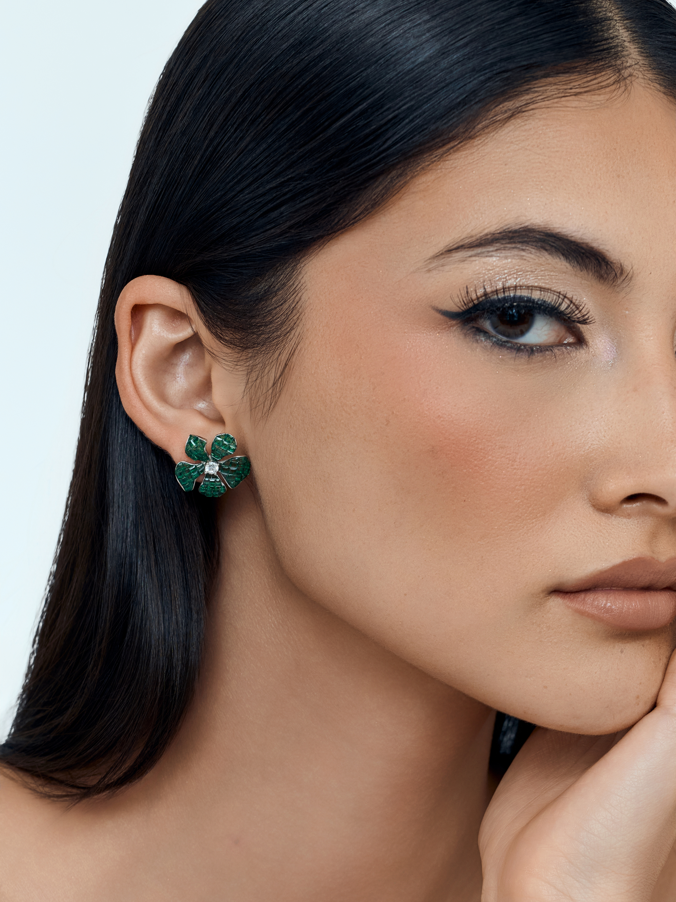 Floral Glow Blossom Earrings Emerald