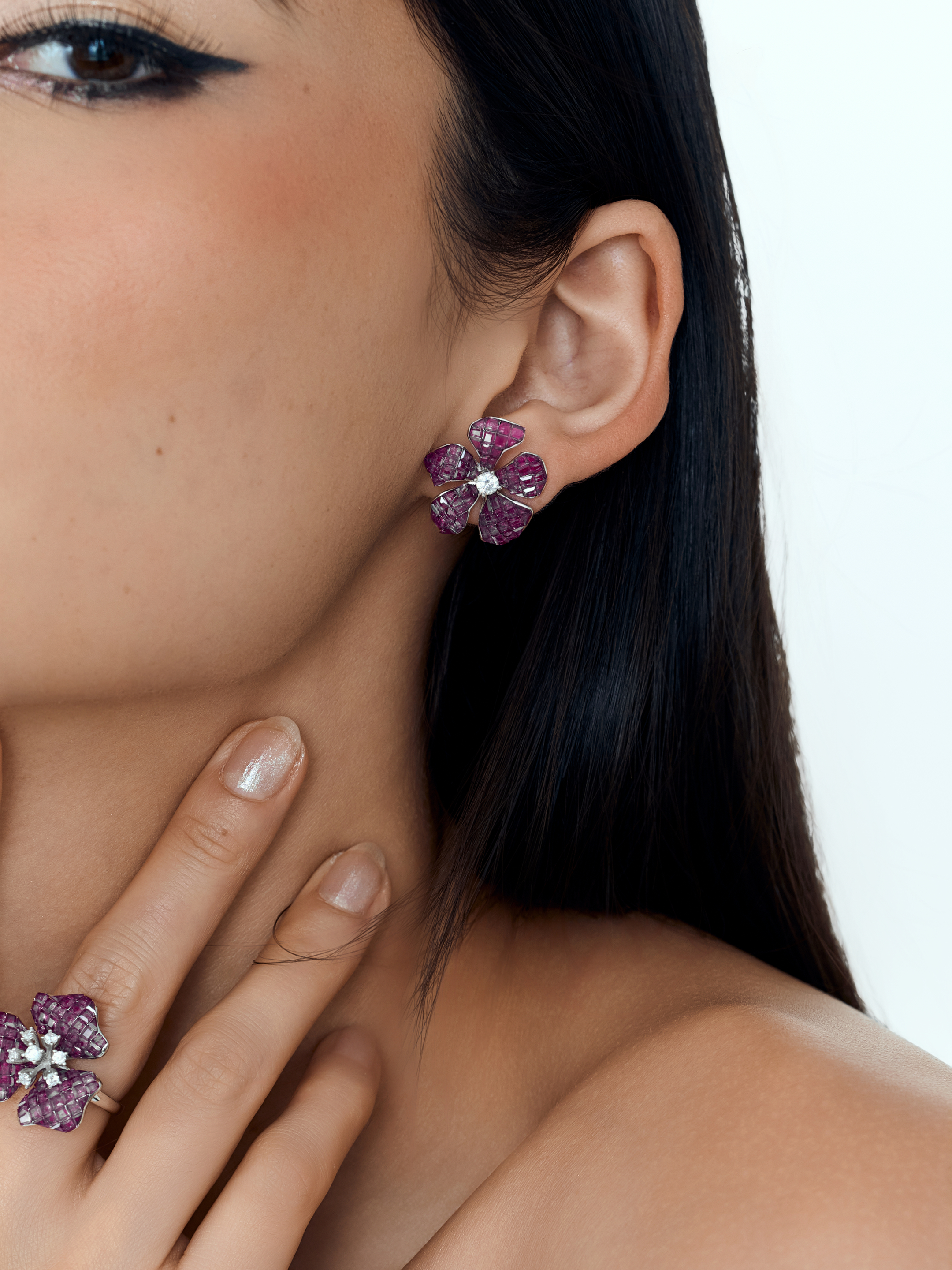 Floral Glow Blossom Earrings Crimson