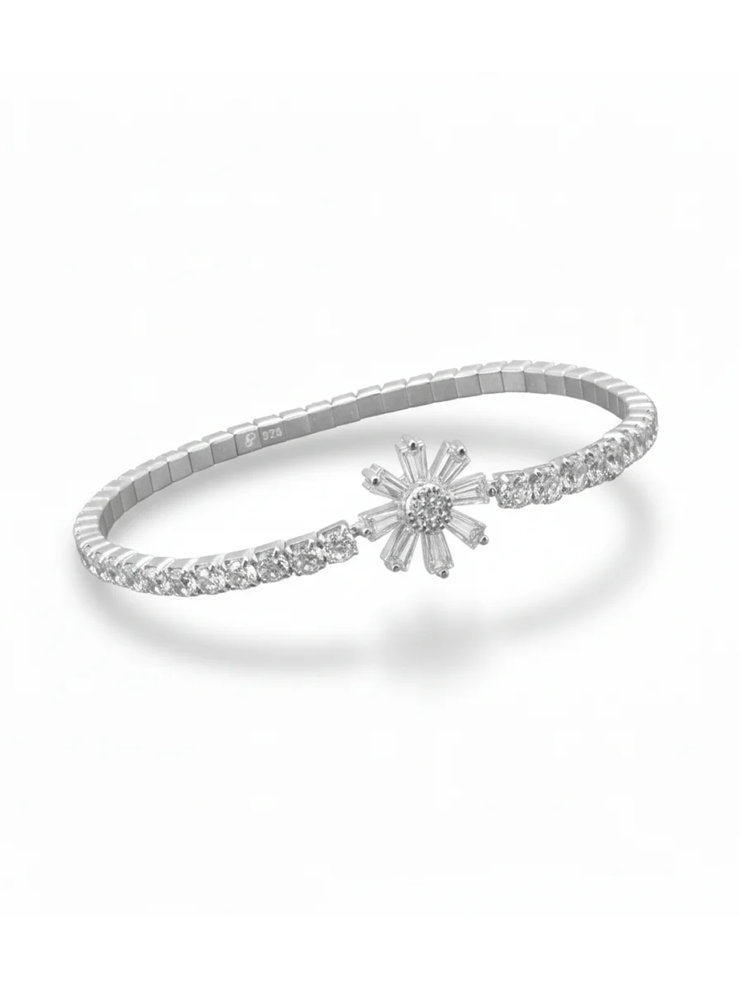 Silver Classic Floral Stack Bracelet